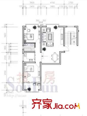 龍?jiān)沸聟^(qū)馥地書香戶型圖馥地書香戶型C 2室2廳1衛(wèi)1廚
