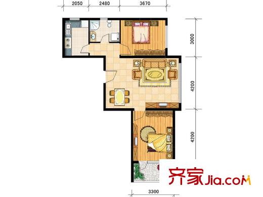 康大鳳凰國際戶型圖標(biāo)準(zhǔn)層I戶型 2室2廳1衛(wèi)
