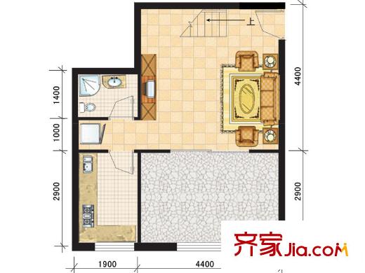 康大鳳凰國際戶型圖奇數(shù)層E戶型 1室1衛(wèi)