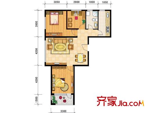康大鳳凰國際戶型圖標(biāo)準(zhǔn)層L戶型 3室2廳1衛(wèi)