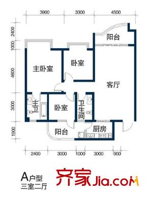天浩富樂銀座戶型圖A 3室2廳2衛(wèi)