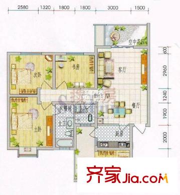 錦繡山城戶型圖B-1戶型 4室2廳2衛(wèi)1廚