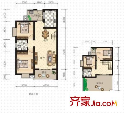 尚高境界戶型圖F1 2室2廳1衛(wèi)