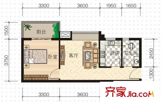 尚高境界戶型圖H 1室1廳1衛(wèi)
