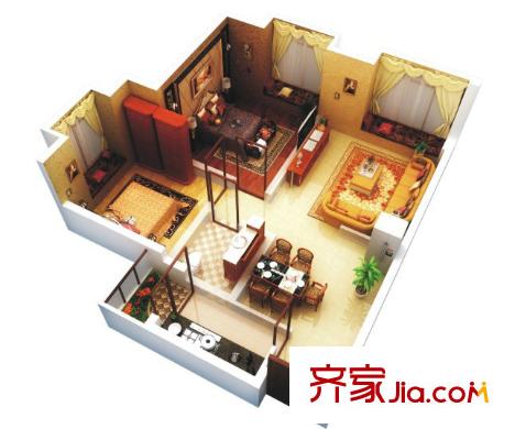 西城國(guó)際B戶型 2室2廳1衛(wèi)1廚