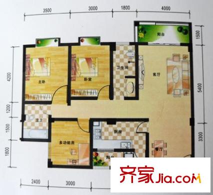 華興名城戶型圖B4 3室2廳2衛(wèi)1廚