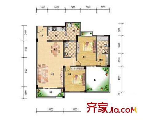 華興名城戶型圖戶型圖3 2室2廳2衛(wèi)1廚