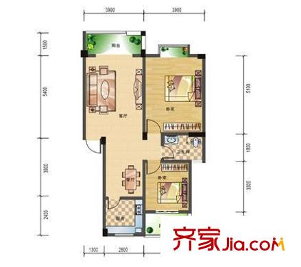 華興名城戶型圖戶型圖4 2室2廳1衛(wèi)1廚
