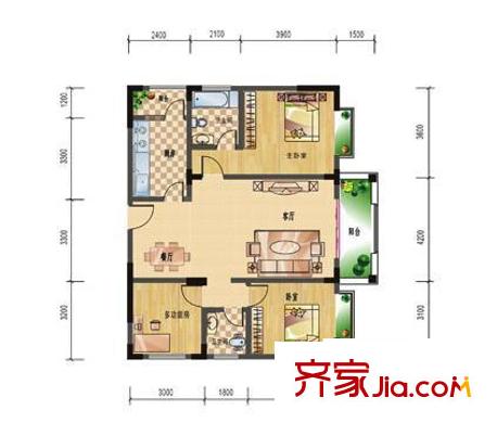華興名城戶型圖戶型圖2 3室2廳2衛(wèi)1廚