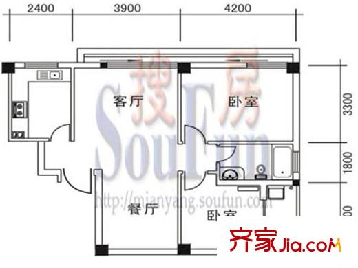 中華苑戶型圖C戶型 2室2廳2衛(wèi)1廚