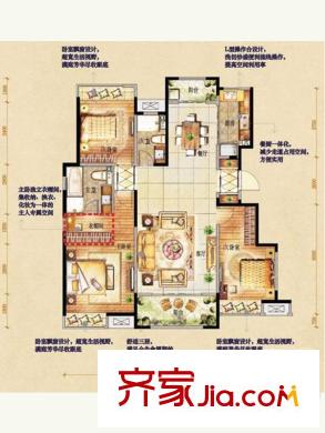 萬(wàn)科藍(lán)山戶(hù)型圖2.1.1期1#、4#、5#藍(lán)郡A 140平（已售完） 