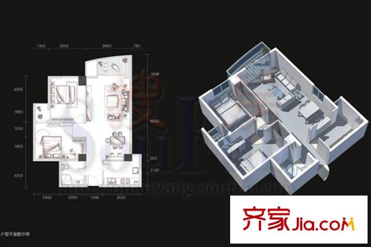 鳳凰城戶型圖B2型 2室2廳1衛(wèi)