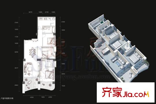 鳳凰城戶型圖D3型 3室2廳2衛(wèi)