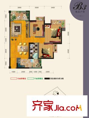 樊華似錦B3 3室1廳1衛(wèi)1廚