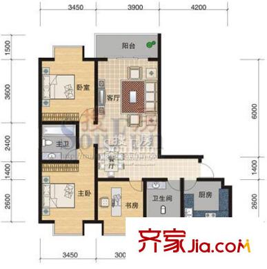 陽光曼哈頓戶型圖f2戶型 3室2廳2衛(wèi)1廚