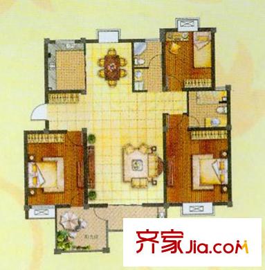 華美生態(tài)園戶型圖E2 3室2廳2衛(wèi)