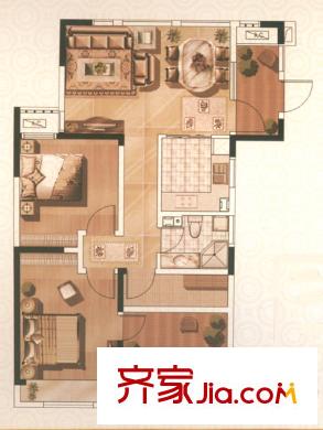 藍(lán)山灣戶(hù)型圖3#I戶(hù)型 2室2廳1衛(wèi)1廚