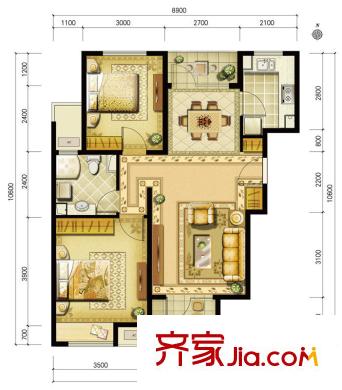 裝載機廠宿舍戶型圖35 2室1廳1衛(wèi)1廚