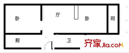 錯埠嶺四小區(qū) 2室 戶型圖