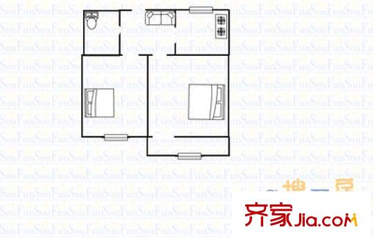 錯埠嶺四小區(qū) 2室 戶型圖