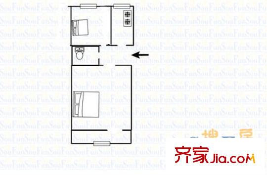 錯埠嶺四小區(qū) 2室 戶型圖