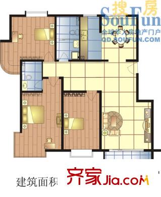 康大風和日麗戶型圖標準層三居室 3室2廳2衛(wèi)