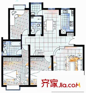 天泰陽光海岸3室 戶型圖