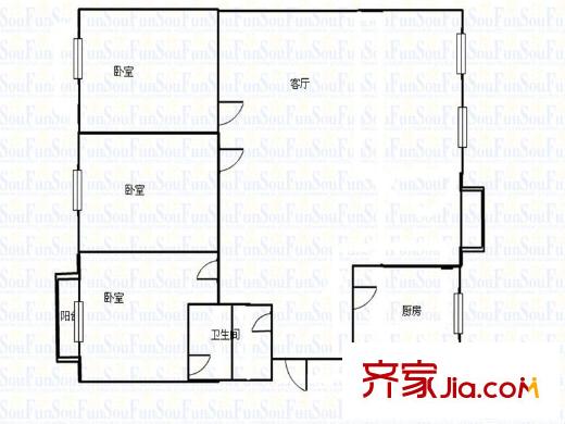 福林苑小區(qū)3室 戶型圖