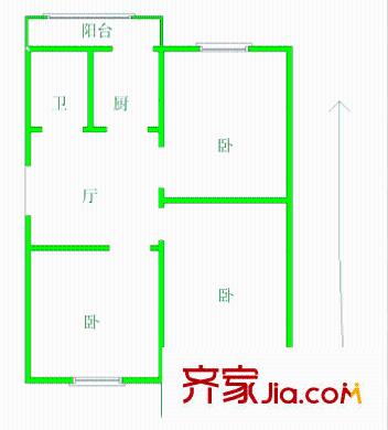 同昌小區(qū)戶型圖57 2室1廳1衛(wèi)1廚