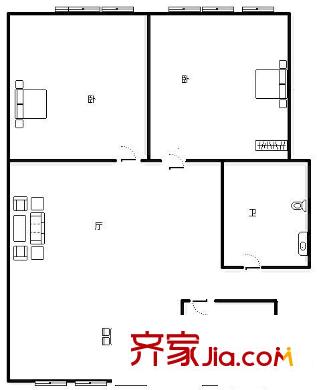 福林苑小區(qū)2室 戶型圖