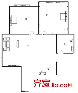 福林苑小區(qū)2室 戶型圖