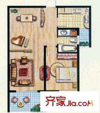 榮康公寓戶型圖46 2室2廳1衛(wèi)1廚