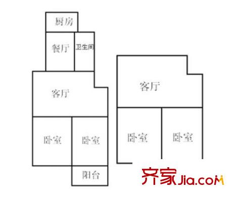礦南公寓戶型圖12 2室2廳1衛(wèi)1廚