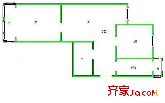 漢韻小區(qū)戶型圖58 2室1廳1衛(wèi)1廚