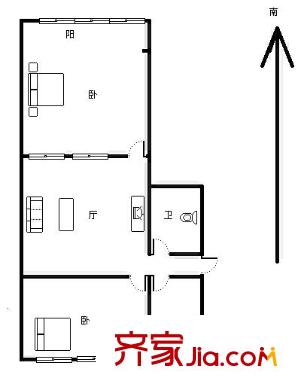 升平路小區(qū)2室 戶型圖