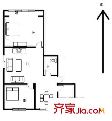 升平路小區(qū)2室 戶型圖