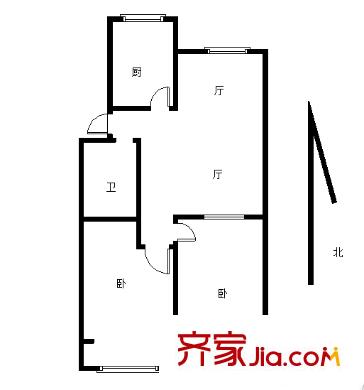 升平路小區(qū) 2室 戶型圖