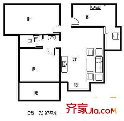 升平路小區(qū) 3室 戶型圖