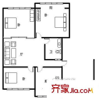 升平路小區(qū)3室 戶型圖