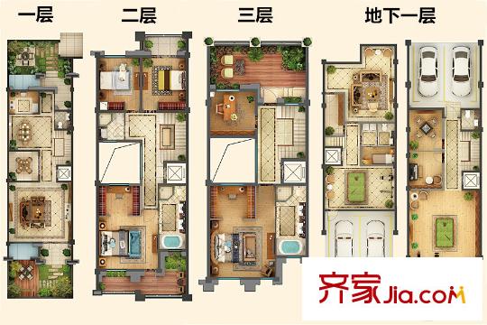 和達(dá)璽悅聯(lián)排中間戶戶型圖 5室2廳4衛(wèi)1廚