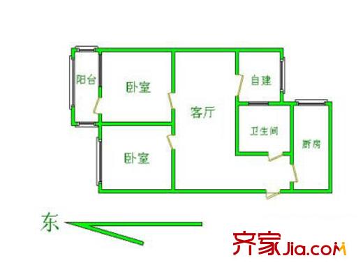 好萊花園戶型圖14 2室2廳1衛(wèi)