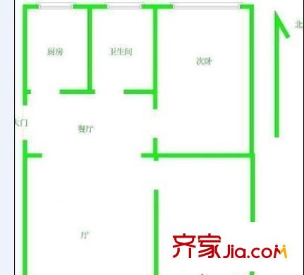 湖濱嘉苑戶型圖2 2室2廳1衛(wèi)1廚