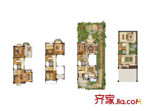 保利禮墅一期北院20-23幢標準層C1戶型 4室5廳4衛(wèi)1廚