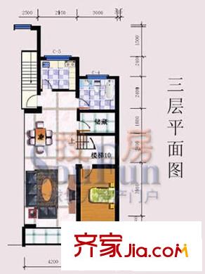 富仕名邸戶型圖三層平面圖 2室2廳1衛(wèi)1廚