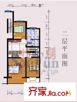 富仕名邸戶型圖二層平面圖 3室1廳1衛(wèi)1廚