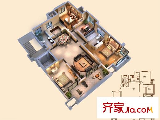 創(chuàng)源無(wú)想墅一期5-10#標(biāo)準(zhǔn)層A1戶(hù)型 3室2廳2衛(wèi)1廚