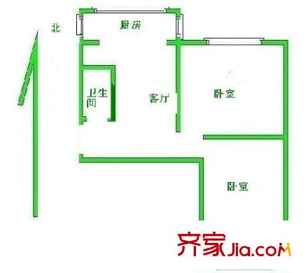 棲鳳花園戶型圖14 2室1廳1衛(wèi)1廚