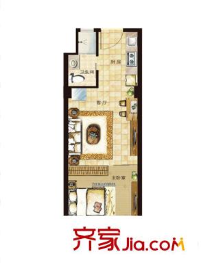 協(xié)鑫?鑫尚18#19#20#平層戶型 1室1廳1衛(wèi)1廚
