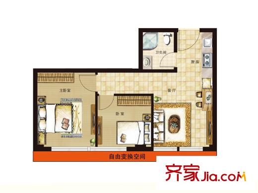 協(xié)鑫?鑫尚18#19#20#平層戶型 2室1廳1衛(wèi)