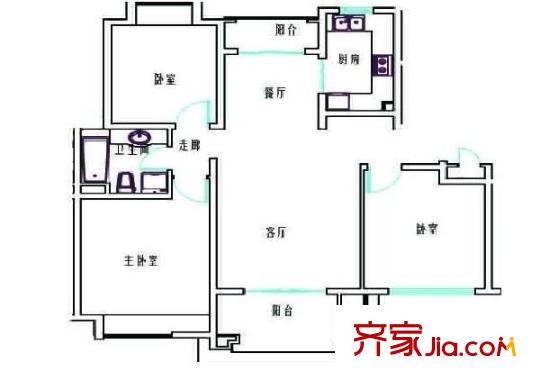 金泰馨雅園 3室 戶型圖